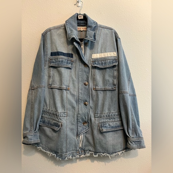 #305 Free People Seize the Day Denim Jacket oversized XS - Picture 4 of 9